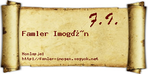 Famler Imogén névjegykártya